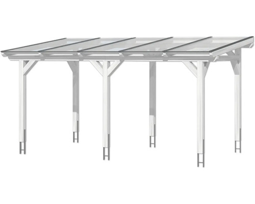 Vrijstaande carport van hout met glazen dak