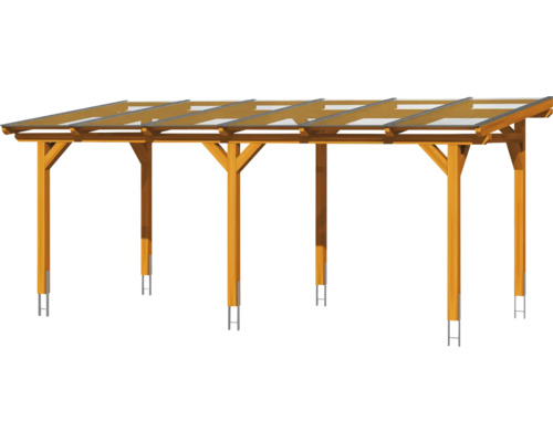 Houten carport met transparant dak