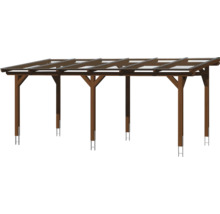 Houten carport met stalen paalverankering