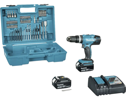 Makita accuschroefboormachine set met boren en bits in een kunststof koffer