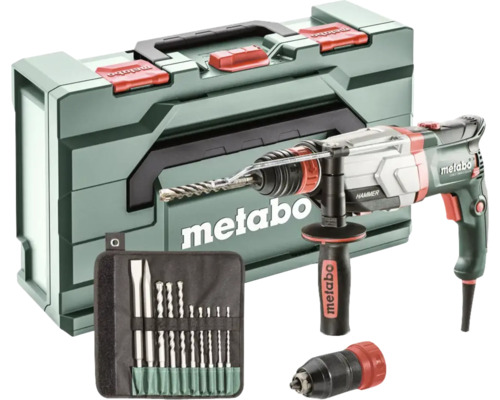 Metabo combihamer met boren, beitels, gereedschapskoffer en boorkop
