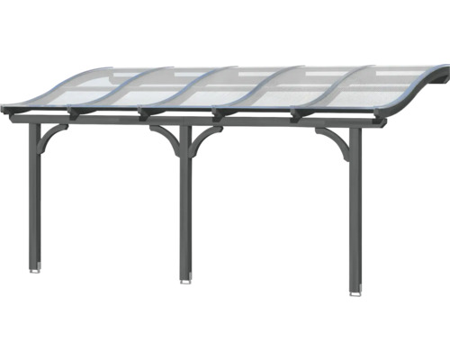 Overkapping met transparant dak en grijze palen