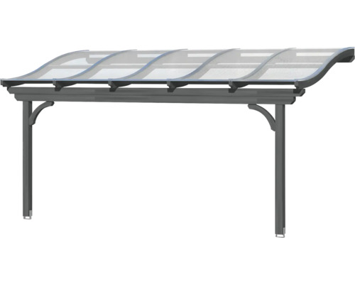 Overkapping met transparant dak en grijs frame