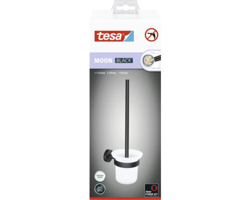 Tesa Moon Black toiletgarnituur voor wandmontage zonder boren