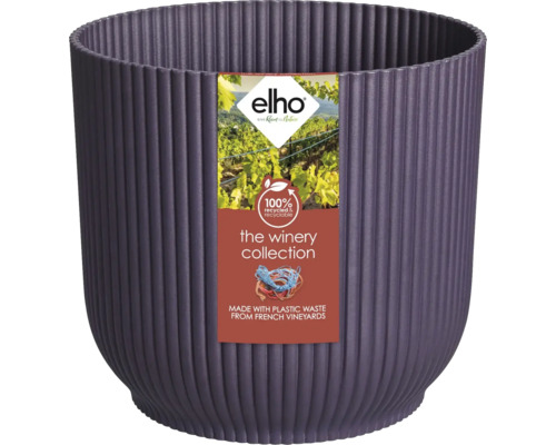 ELHO Bloempot Winery kunststof paars Ø 18 cm H 16,8 cm Bloempot van gerecycled materiaal met geribbeld oppervlak