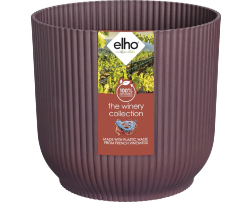 ELHO Bloempot Winery kunststof rood Ø 18 cm H 16,8 cm Bloempot met verticale ribbels en Elho Logo