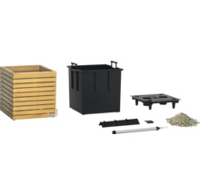Houten plantenbak met irrigatiesysteem en accessoires