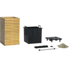 Houten plantenbak met accessoires