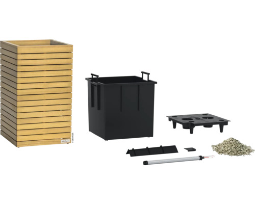 Houten plantenbak met accessoires
