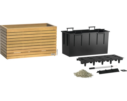 Houten plantenbak met irrigatiesysteem en accessoires