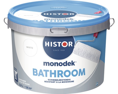 HISTOR Monodek Bathroom Muurverf schimmelbestendig wit 2,5 l Emmer witte badkamerverf