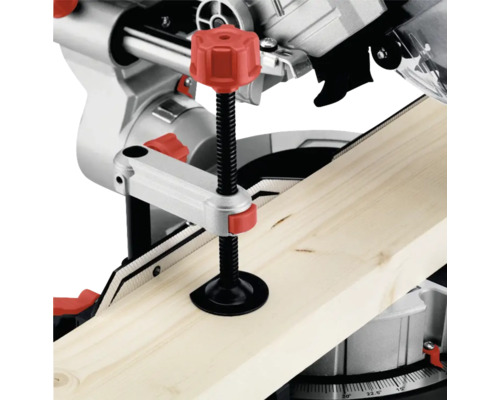 Verstekzaag met werkstukhouder en houten balk