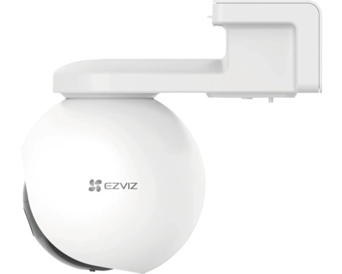 Ezviz logo op een beveiligingscamera met muurbeugel