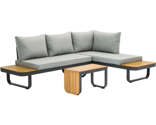 Tuinmeubelset met hoekbank, kussens en tafel