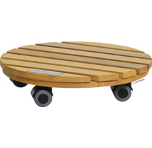 Ronde plantenroller van hout met wielen