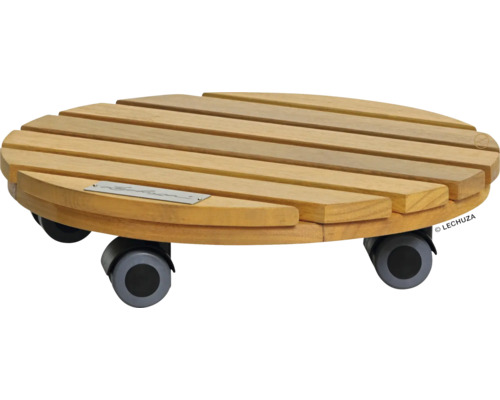 Ronde plantenroller van hout met wielen