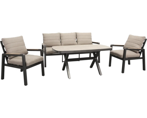 SENS-LINE Lounge tuinset Donna aluminium incl. zitkussens taupe