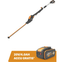 Worx accu telescopische heggenschaar inclusief een gratis 20 Volt 4,0 Ampère-uur accu.