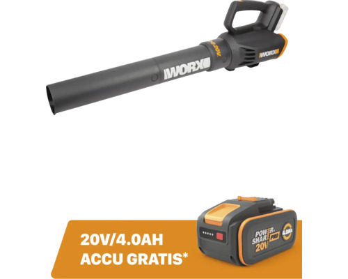 Worx accu bladblazer inclusief gratis 20 Volt 4,0 Ampère-uur accu.
