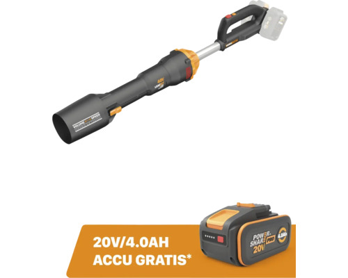 Worx Nitro Leafjet 40 Volt accu bladblazer met een gratis 20 Volt 4,0 Ampere-uur accu.