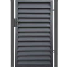 Metalen tuinpoort met lamellen en handgreep