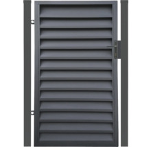 Tuinpoort met lamellenstructuur en handgreep