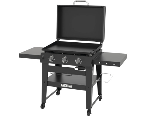 Tenneker gasbarbecue met bakplaat, drie branders, opbergvakken en wielen