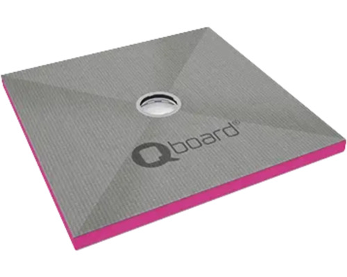 Vierkante douchebak met afvoer en Qboard Logo