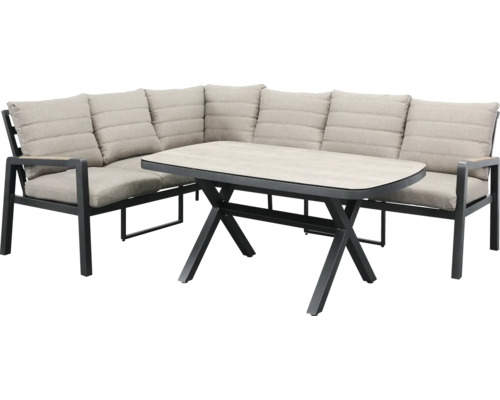 SENS-LINE Lounge diningset Donna 7-zits aluminium incl. tafel en zitkussens taupe