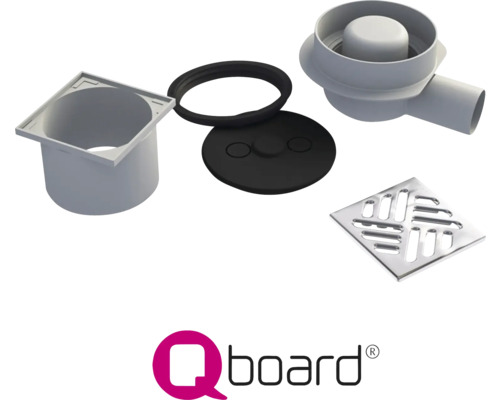 Qboard doucheafvoer set met roestvrijstalen rooster