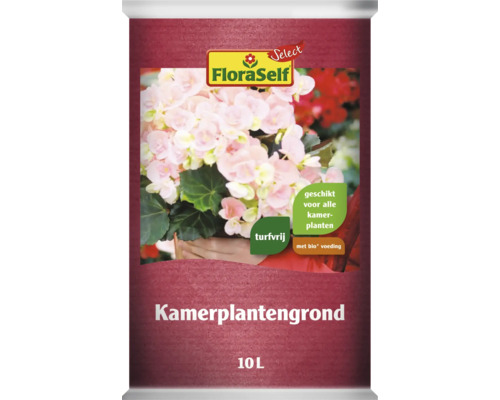 FLORASELF NATURE Potgrond kamerplanten turfvrij 10 liter Potgrond voor kamerplanten in een zak van 10 liter