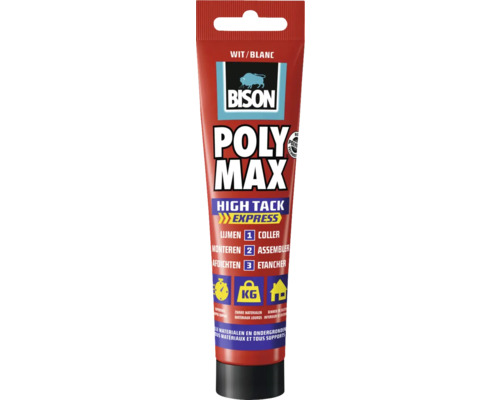 BISON Poly Max high tack express wit 165 g Bison Poly Max Express montagelijm tube