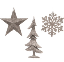 Kerstboomversieringsset met ster, kerstboom en sneeuwvlok