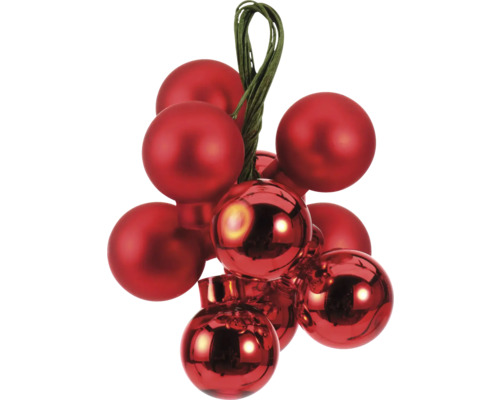 Bundel rode kerstballen met matte en glanzende afwerking