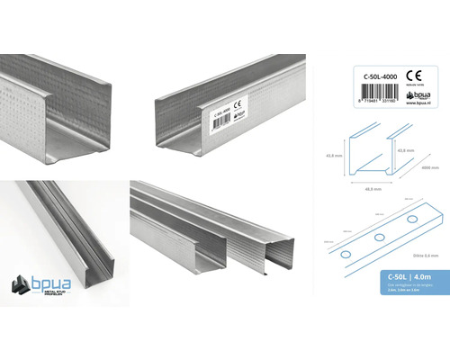 C-profiel voor gipsplaat, 4000 mm lang
