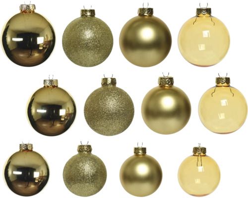 DECORIS Kerstbal glas goud Ø 7 cm 42 st.