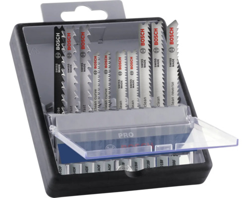Bosch decoupeerzaagblad set in geopende opbergdoos