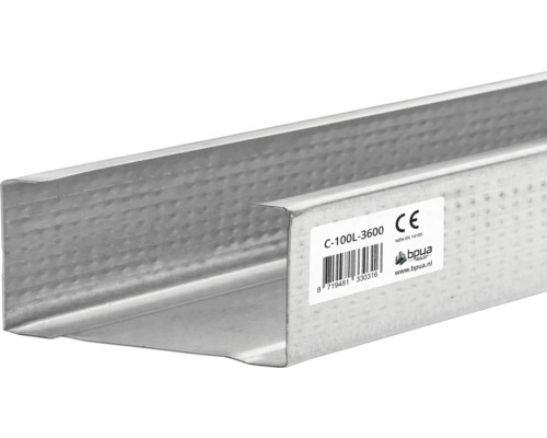 Metalen C-profiel voor gipsplaten met etiket