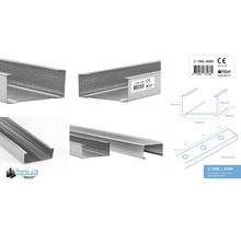 C-profiel voor droogbouw, 4000 millimeter lang