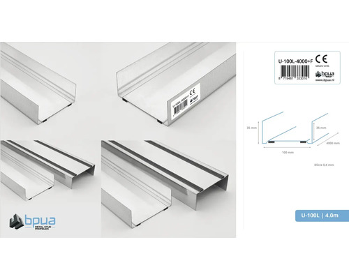 Metalen U-profiel, 4 meter lang