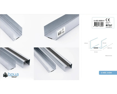 Metalen U-profiel, 4 meter lengte