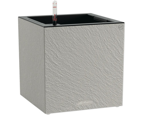 LECHUZA Bloempot Canto Slatestone Kunststof grijs 30 cm x 30 cm x 30.8 cm Vierkante plantenbak met waterniveau-indicator