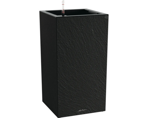 LECHUZA Bloempot Canto Slatestone Kunststof zwart 30 cm x 30 cm x 56.8 cm Rechthoekige plantenbak met irrigatiesysteem