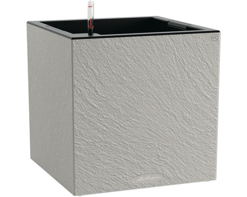 LECHUZA Bloempot Canto Slatestone Kunststof grijs 40 cm x 40 cm x 40.8 cm Vierkante plantenbak met waterniveau-indicator