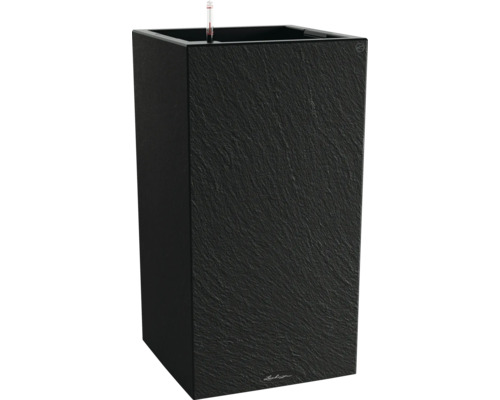LECHUZA Bloempot Canto Slatestone Kunststof zwart 40 cm x 40 cm x 75.8 cm Zwarte plantenbak met irrigatiesysteem