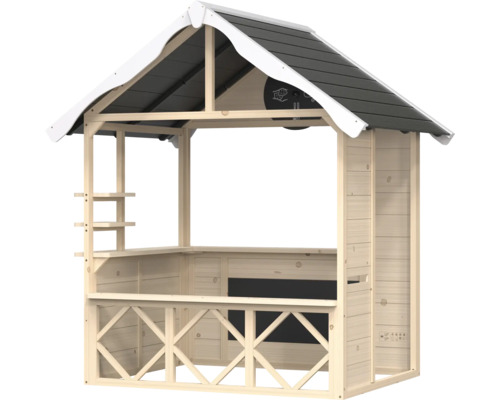 Houten speelhuis met toonbank en dak