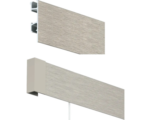 Detailweergave rolgordijn met diverse montageprofielen