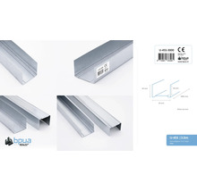 Metalen U-profiel, 3000 mm lang voor gipsplaten