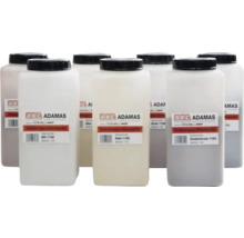 Verschillende containers steenreparatiemortel in diverse tinten