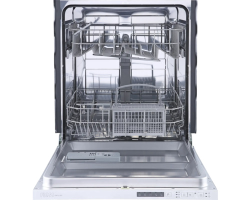 Open vaatwasser met metalen interieur